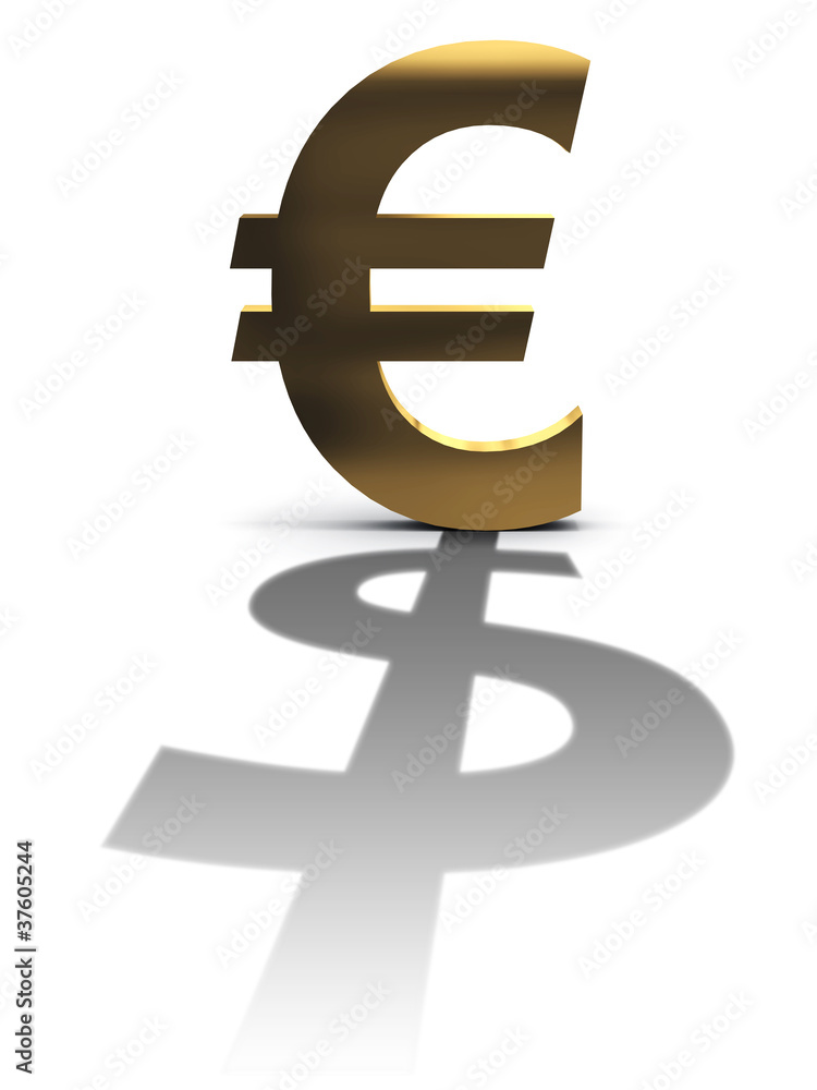 Icon euro with dollar shadow. 3D image Icon euro with dollar shadow. 3D image