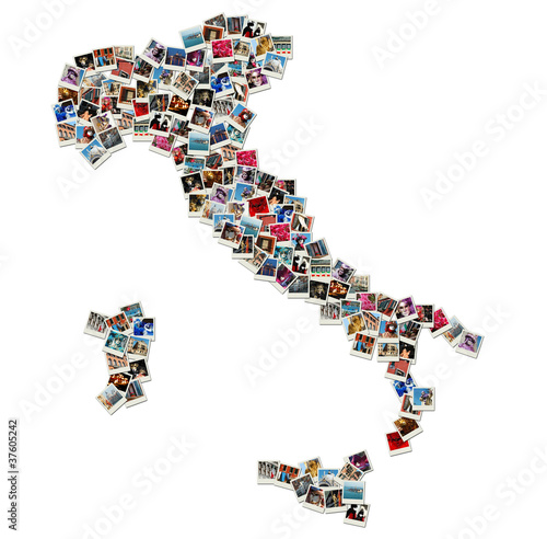 Map of Italy - collage made of travel photos