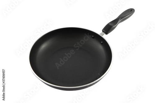Obraz na płótnie Black pan see from dish on white background.