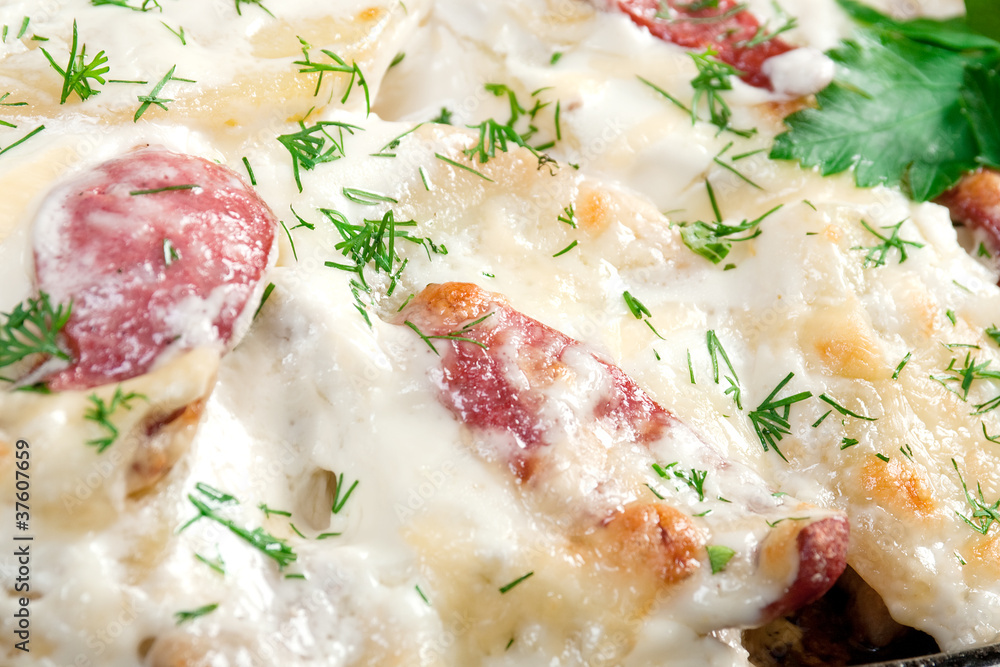 Fried eggs with sausage Fried eggs with sausage
