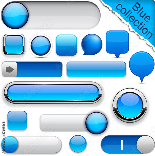 Blue high-detailed modern buttons.