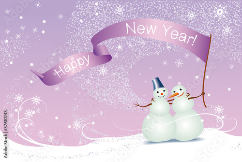 Christmas card, snowmen