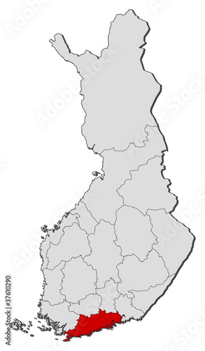 Map of Finland, Uusimaa highlighted photo