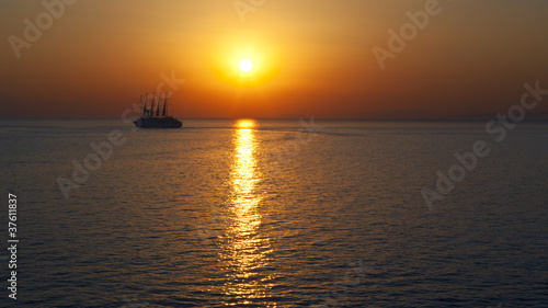Sunset with ship