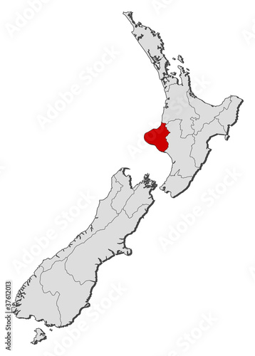 Map of New Zealand, Manawatu-Wanganui highlighted