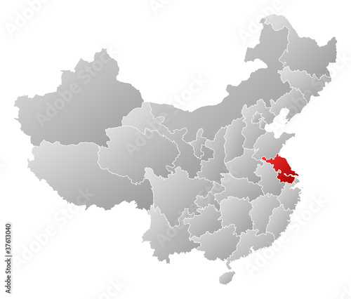 Map of China  Jiangsu highlighted