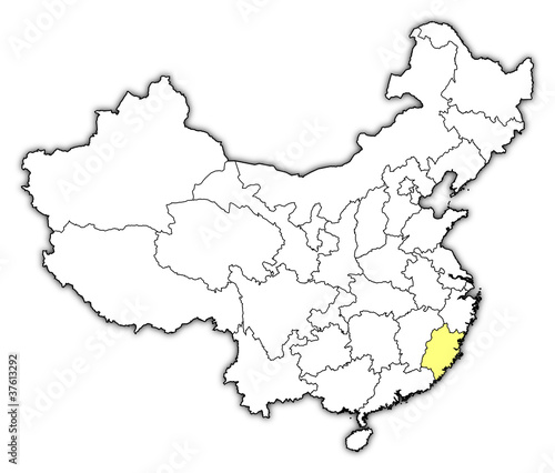 Map of China, Fujian highlighted