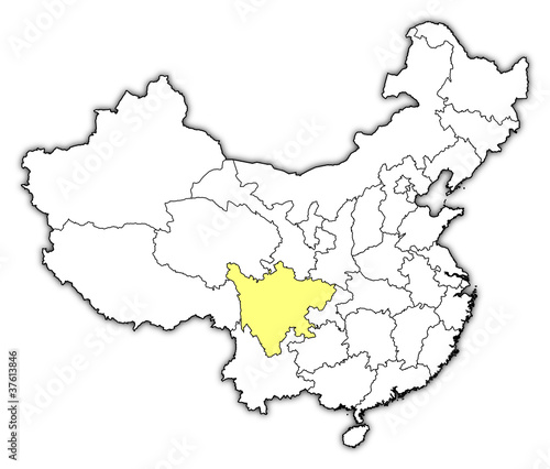 Map of China, Sichuan highlighted