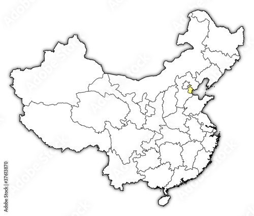 Map of China, Tianjin highlighted photo