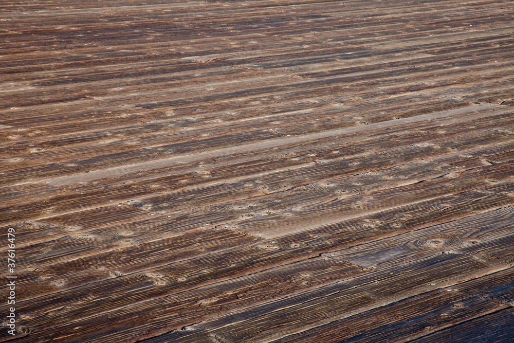 weathered wooden deck