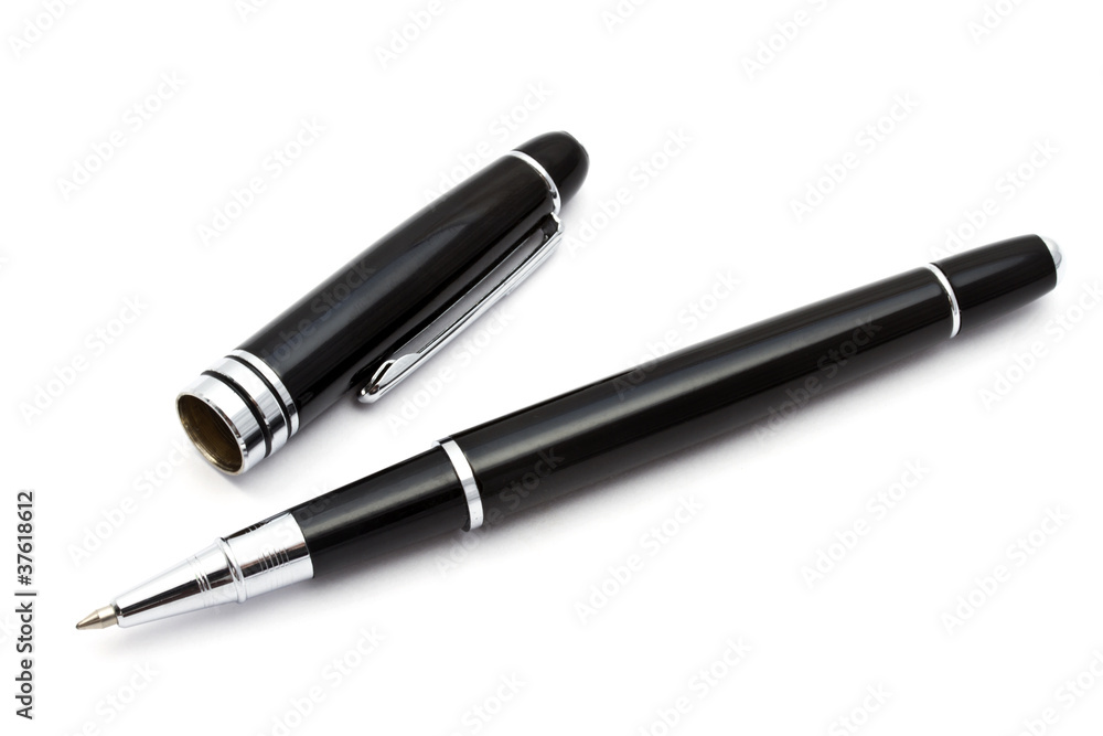 Black ballpoint pen isolated on white background Black ballpoint pen isolated on white background