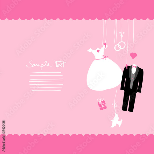 Hanging Wedding Symbols Border Pink