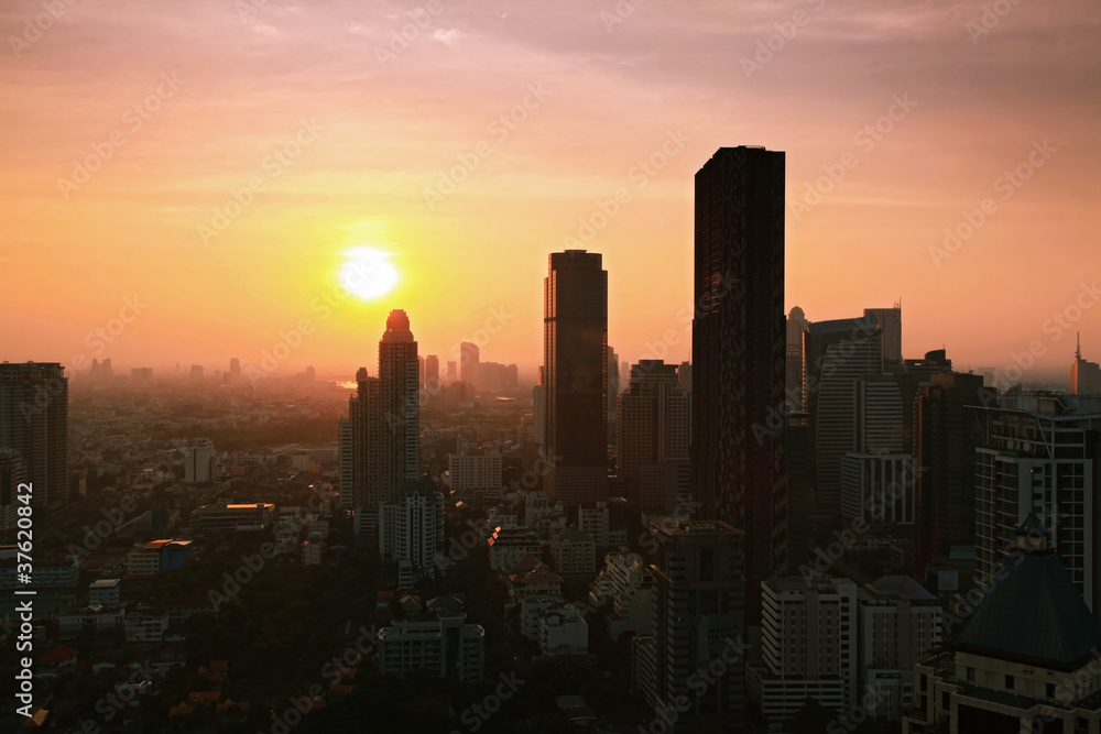 Bangkok Skyline cityscape with sunset