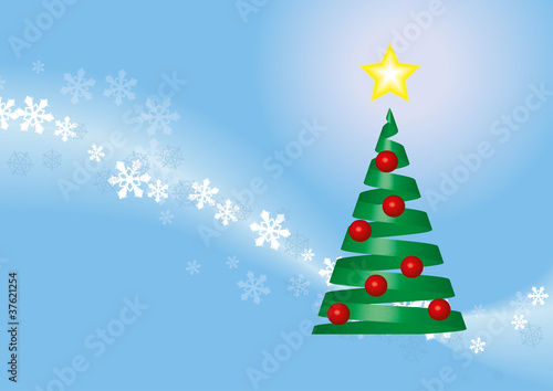 grüner christbaum vor schneesternen