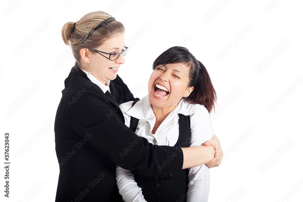 Happy business women funny moment Happy business women funny moment