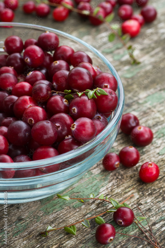Cranberries on wooden background Cranberries on wooden background