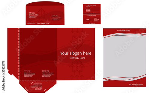 Set of corporate identity templates, business style, red