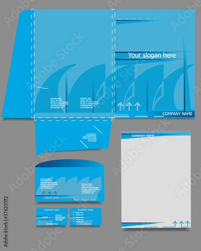 Set of corporate identity templates, business style, blue