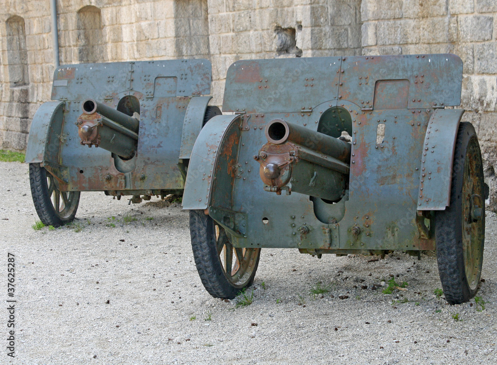 two German guns of World War I in defense of the Fort two German guns of World War I in defense of the Fort