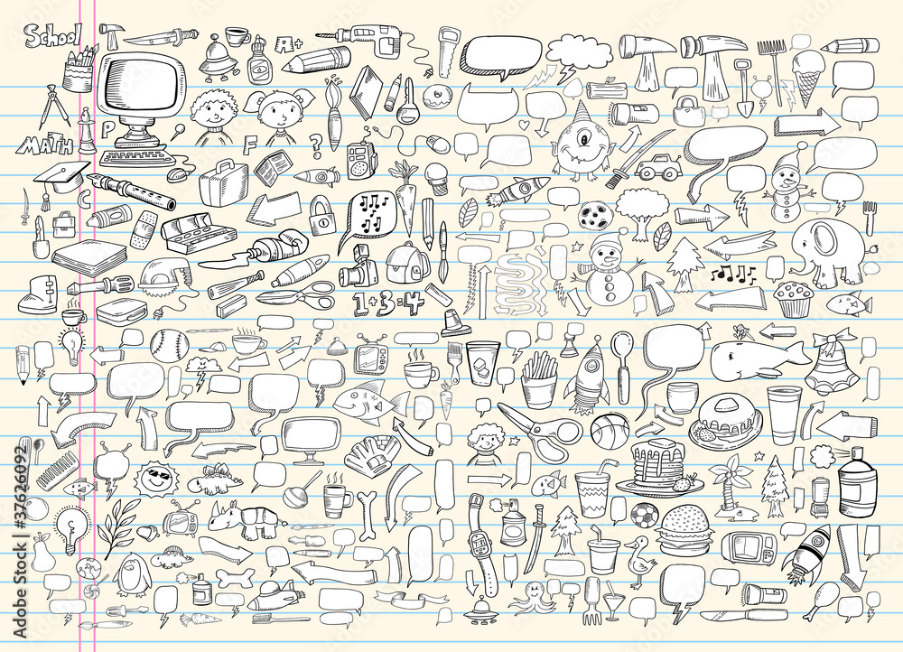 Notebook Doodle Design Elements Vector Set Notebook Doodle Design Elements Vector Set