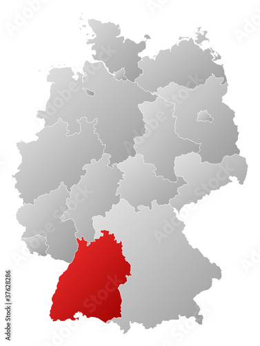Map of Germany  Baden-W  rttemberg highlighted