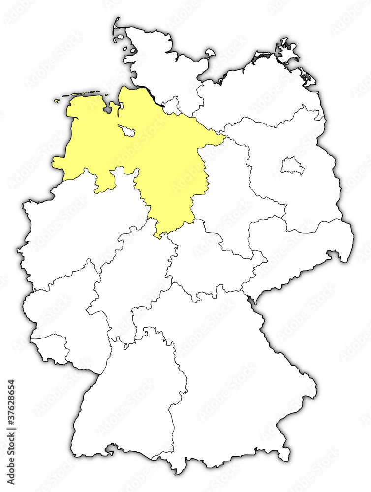Map of Germany, Lower Saxony highlighted