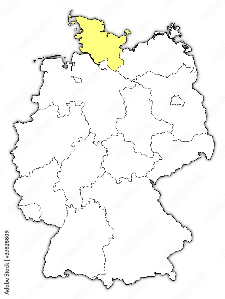 Map of Germany, Schleswig-Holstein highlighted Map of Germany, Schleswig-Holstein highlighted