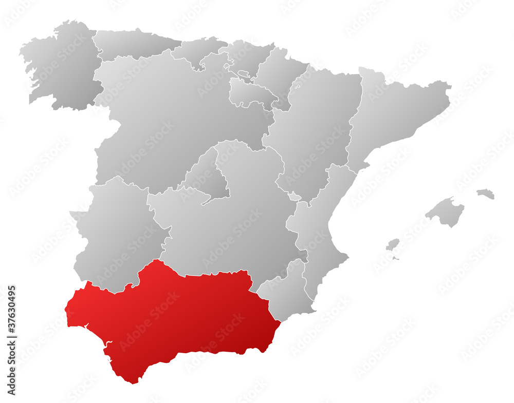 Map of Spain, Andalusia highlighted