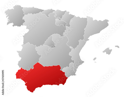 Map of Spain  Andalusia highlighted