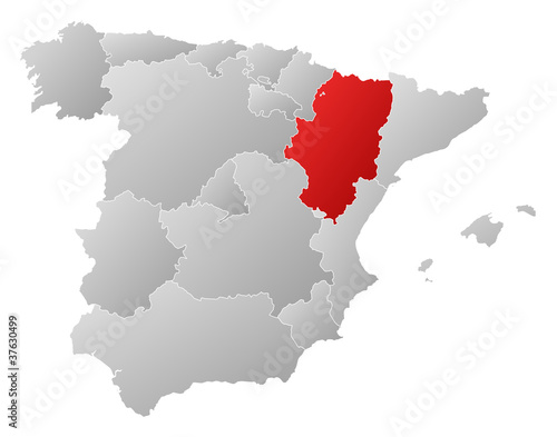 Map of Spain  Aragon highlighted