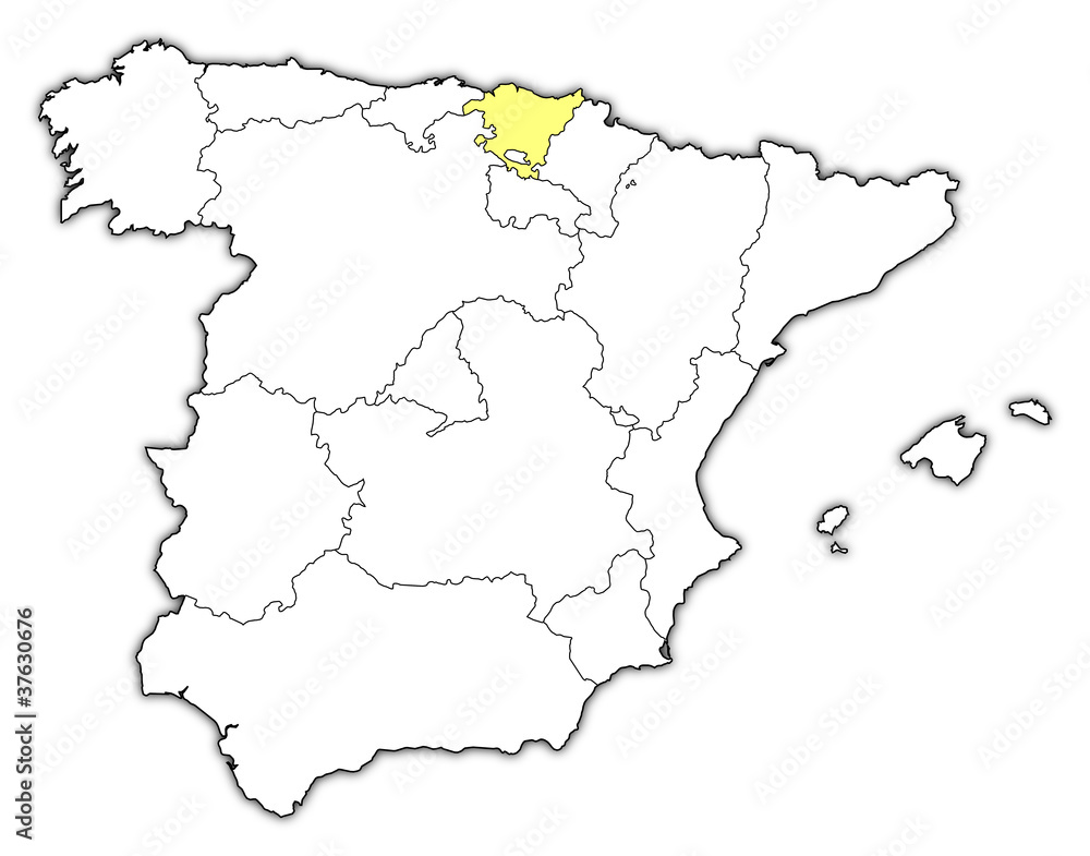 Map of Spain, Basque Country highlighted