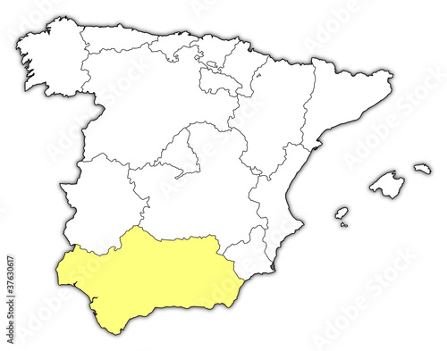 Map of Spain  Andalusia highlighted