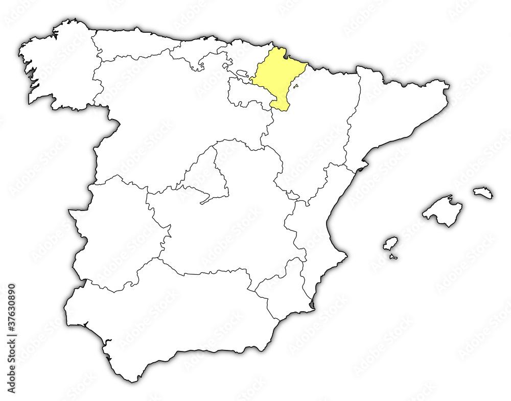 Map of Spain, Navarre highlighted