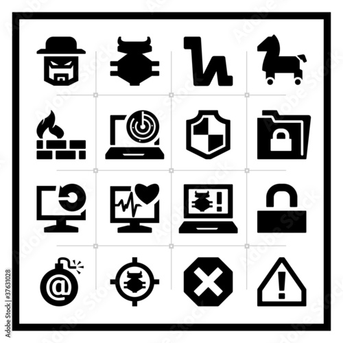 Security icons set – square series