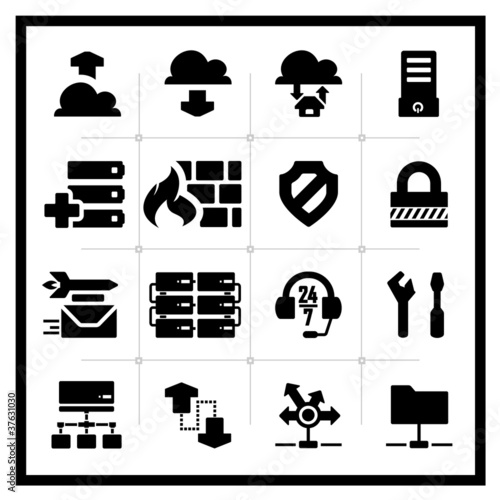Icons set hosting – square series