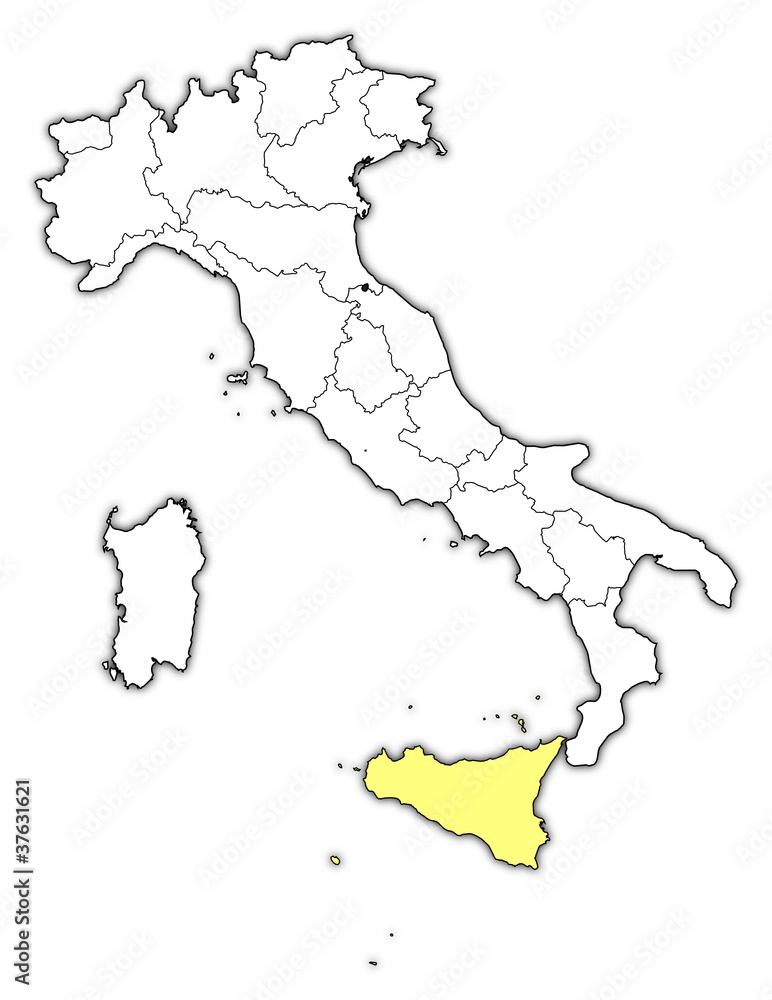 Map of Italy, Secely highlighted Map of Italy, Secely highlighted