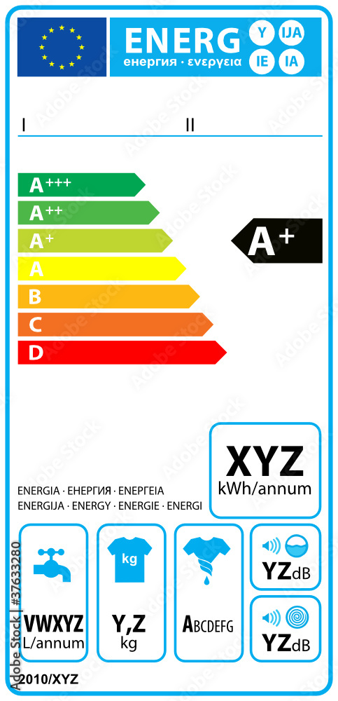 label énergétque machine à laver XYZ