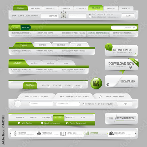 Web site design template navigation elements