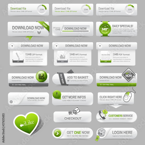 Web design template elements: Navigation buttons