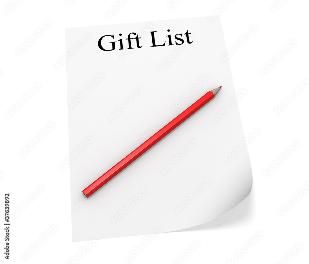 Gift list for the New Year. 3d illustration Gift list for the New Year. 3d illustration