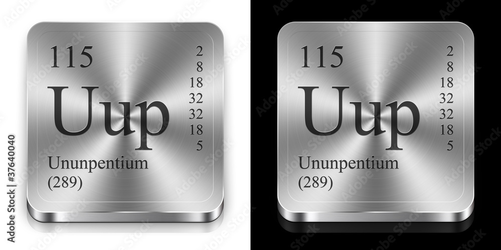 Ununpentium, two metal steel web buttons