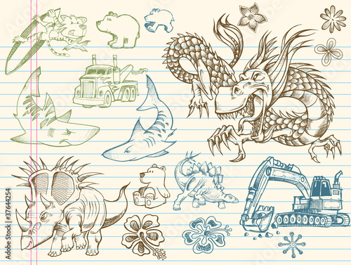 Doodle Sketch Vector Illustration Elements Set