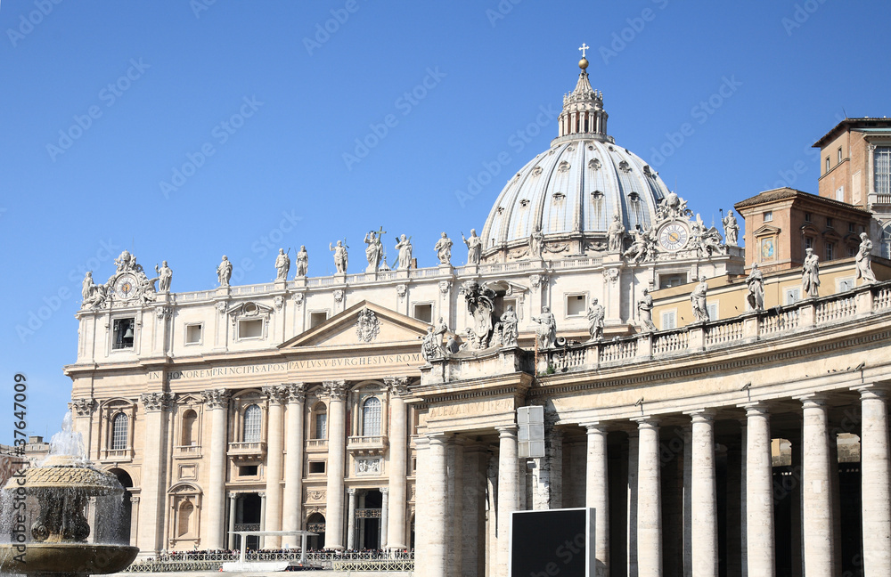 Summer view of St. Peter's basilica, Rome.