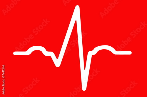 фотографія Ecg graph on a red background