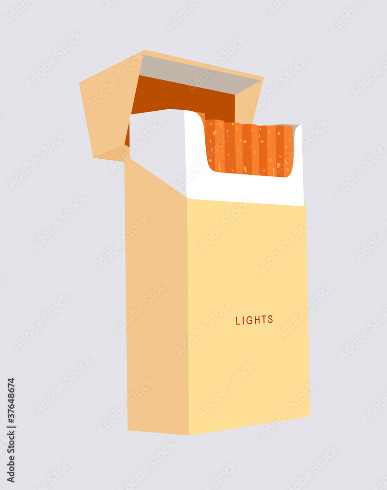 cigarette pack on gray background