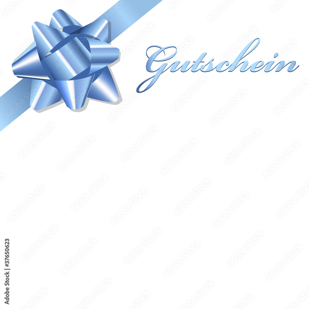 Gutschein Zettel mit blaue Schleife Gutschein Zettel mit blaue Schleife