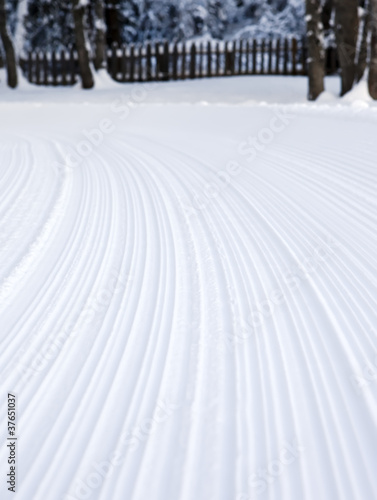 A nordic ski track set in Antholz