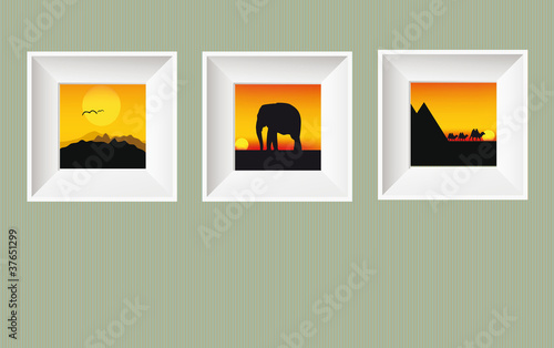 Vector photo frames on wall