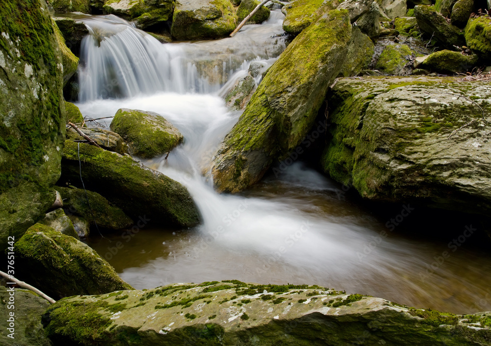 Fototapeta premium Waterfall and Rocks silk effect