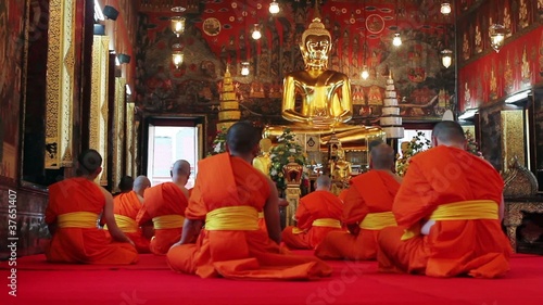 buddhist people pray in temple
